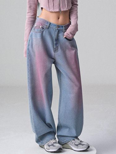 Pop Pink Brush Denim Pants - AVANDRESS - Modalova