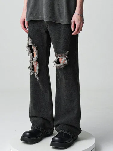 Minimal Bootscut Destroyed Denim Pants - AVANDRESS - Modalova