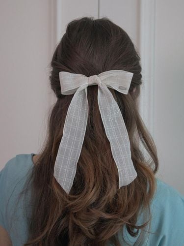 Pearly Check Ribbon Hairpin - MERRYMOTIVE - Modalova