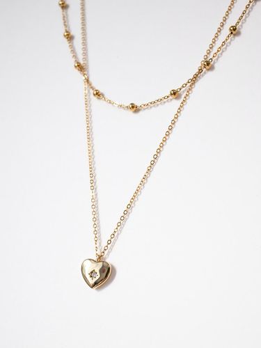 Heart Point 2 Chain Layered Surgical Necklace - MERRYMOTIVE - Modalova