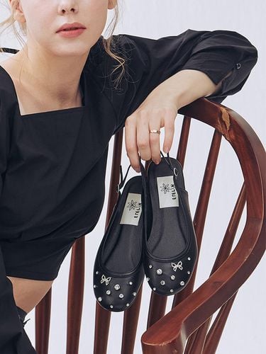 Raindrop Bk Strap Flat Sandal_Noir Black - ETELIN - Modalova