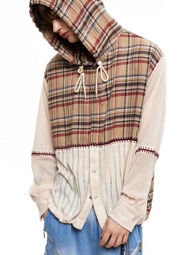 Knit Mixed Check Hoodie_Beige - RSSC - Modalova