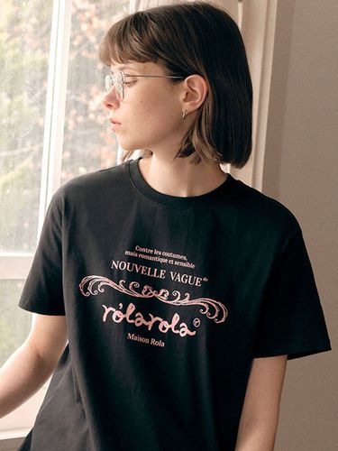 Vintage Nouvelle Logo Half Sleeve T-shirt - Black - ROLAROLA - Modalova