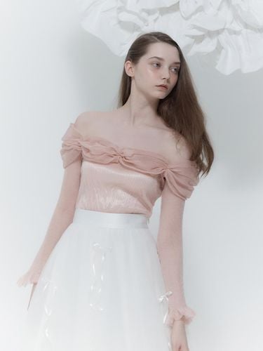 Silk Pleats Off Shoulder Knit_Pink - THETIS - Modalova