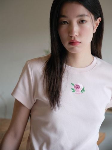 Rose Embroidered Tee, Rose Pink - DAUGHTER - Modalova