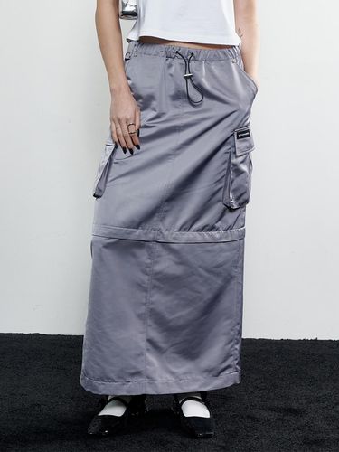 Way Satin Maxi Cargo Skirt_Steel Grey - NOTKNOWING - Modalova