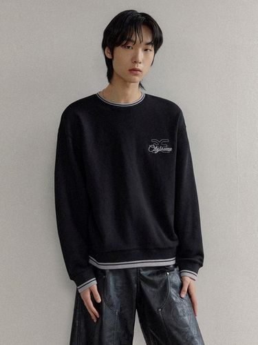 Logo Stitch Stripe Rib Sweatshirt_Black - CITYBREEZE - Modalova