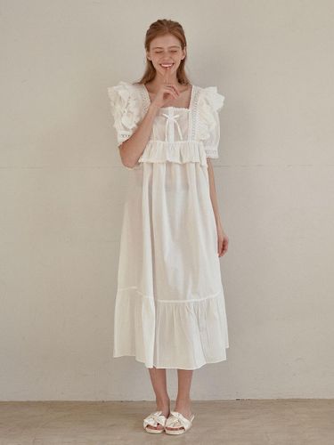 Women's Ivy Cotton Square Neck Short-Sleeve Nightgown Dress - LUNALUZ STUDIO - Modalova