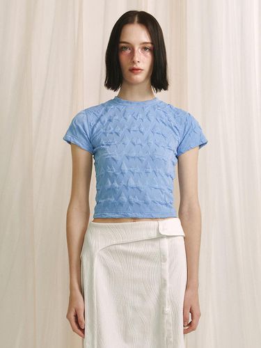 Wave Jacquard T-Shirt - Sky Blue - MEENDERI - Modalova