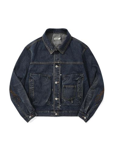 Bleach Dyeing Trucker Jacket_Vintage Indigo - karactor - Modalova