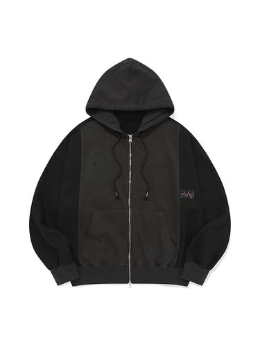 Garment Dyed Zip Up Hoodie_Pigment Black - karactor - Modalova