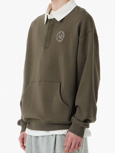 UBNA Logo Embroidery Rugby Sweatshirt_Khaki - URBANAGE - Modalova