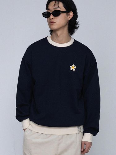 Flower Dot Color Sweatshirt_Navy - GRAVER - Modalova