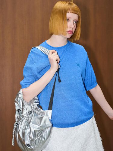 Terry Short Sleeves Knit Top - Blue - GENERAL IDEA - Modalova