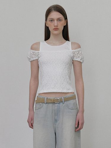 Lace Layered T-Shirt, White - ETMON - Modalova