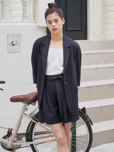 Summer Linen Roomy Jacket_Navy - NILBY P - Modalova