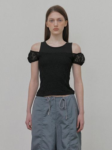 Lace Layered T-Shirt, Black - ETMON - Modalova