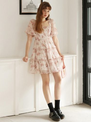 Dundrop_Floral Chiffon Cake Dress - DUNDROP - Modalova