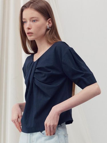 V Neck Draped Blouse Top - RE RHEE - Modalova