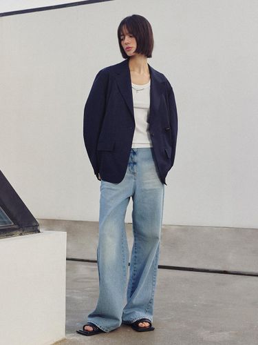 Washed Denim Wide Pants_Blue - JOY GRYSON - Modalova