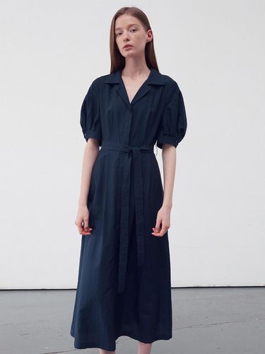 Balloon-Sleeve Belted Dress - RE RHEE - Modalova