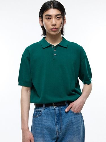 Regular Fit Collar Short Sleeve Knit Top_Green - TNGT - Modalova