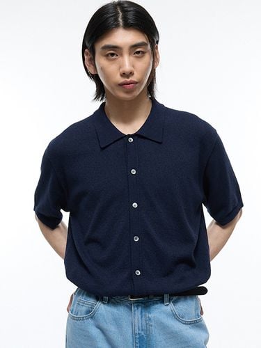 Loose Fit Terry Short Sleeve Cardigan_Navy - TNGT - Modalova