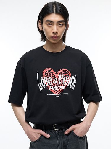 Semi Oversized Heart Logo T-shirt_Black - TNGT - Modalova