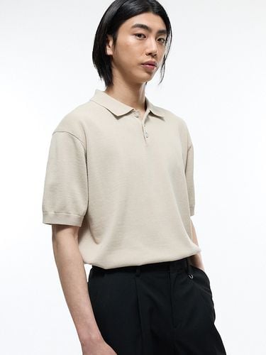 Regular Fit Collar Short Sleeve Knit Top_Beige - TNGT - Modalova