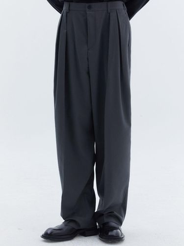 Custom Pin Tuck Curved Wide Slacks_Gray - Trip LE Sens - Modalova