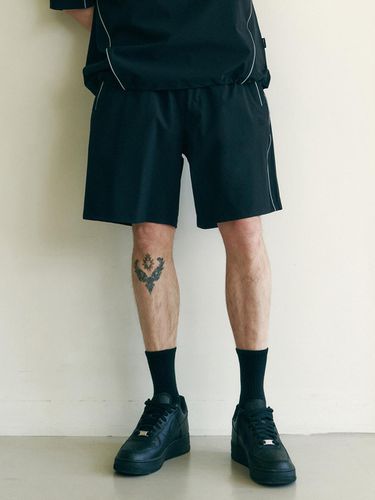 Rip Stop Piping Track Shorts_Black - TMAKER - Modalova