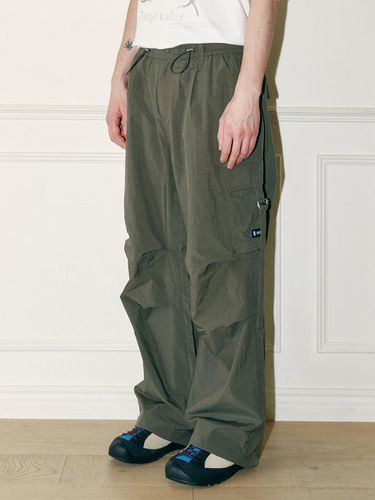 Wide Rip Stop Parachute Cargo Pants_Khaki - TMAKER - Modalova