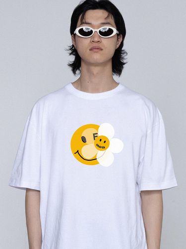 Dot Smile Flower Mix T-shirt_White - GRAVER - Modalova