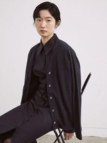 CHARCOAL WOOL WOVEN LINING CARDIGAN - REPLAIN - Modalova