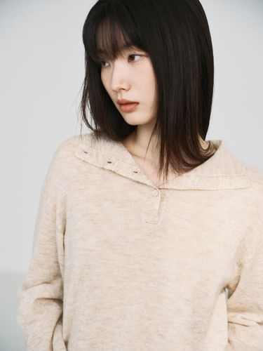 MOHAIR BLENDED LIGHT SWEATER TOP_PALE BEIGE - REPLAIN - Modalova