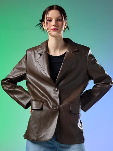 WOMEN overfit soft leather blazer Dark Brown leather jacket - KOLEAT - Modalova