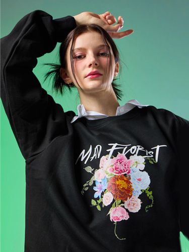 WOMEN Oversized Fit Vintage Flower Sweatshirt [BLACK] - KOLEAT - Modalova