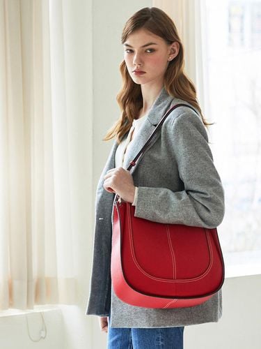 Belly Leather Cross And Shoulder Bag_Red - MONSAC - Modalova