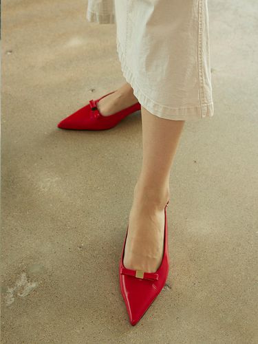 Pointed Toe Ribbon Slingback_Red - Meiel Dew - Modalova