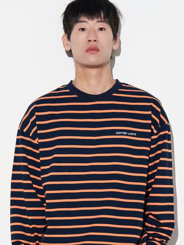 Simple Logo Stripe Long Sleeve T-shirt_Navy - CAMELWORK - Modalova