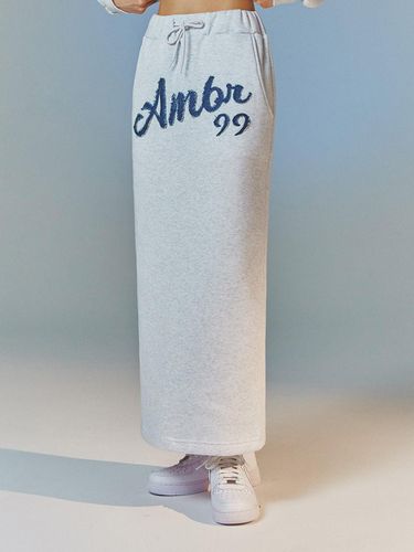 Denim Straight Long Skirt_White Melange - AMBLER - Modalova