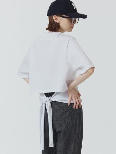 Summer Back Ribbon Oversized T-Shirt (White) - MaLoupe - Modalova