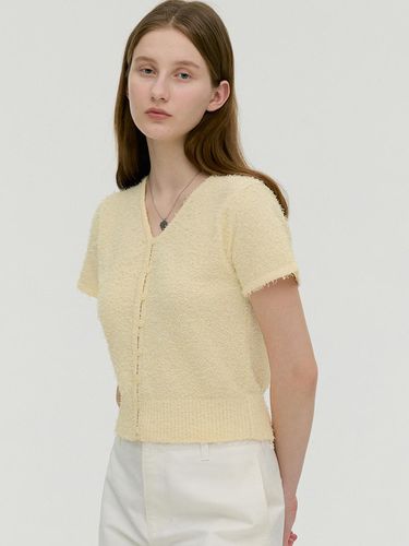 Tail V-neck Short Sleeve Knit Cardigan - MONGDOL - Modalova