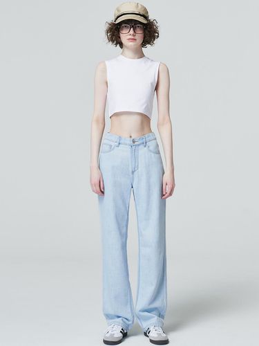 Summer Light Soft Slim Wide Pants_Light Indigo - MaLoupe - Modalova