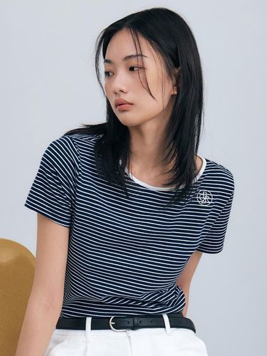 Stripe Short Sleeve T-shirt_Navy - CITYBREEZE - Modalova