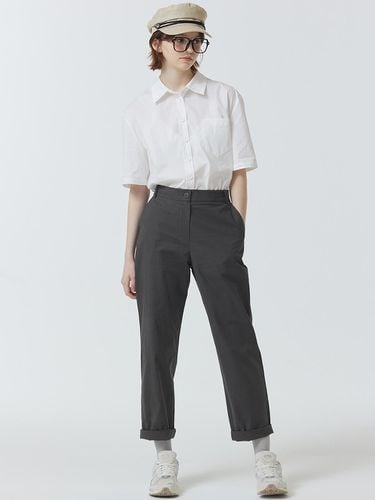 Summer Cropped Light Weight Cotton Pants_Dark Gray - MaLoupe - Modalova