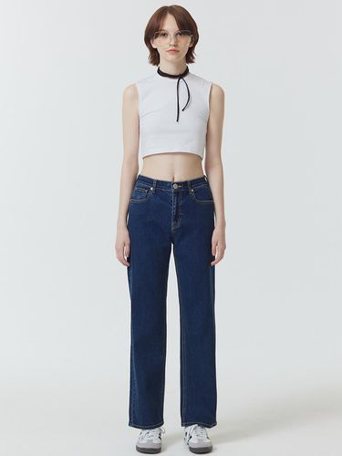 Cropped Semi Wide Denim Pants_Dark Indigo - MaLoupe - Modalova