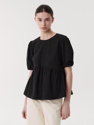 Supima Cotton Shirred Relaxed Blouse [BLACK] - EAAH - Modalova