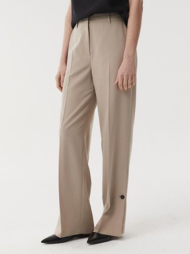 Straight Cut Button Detail Vented Pants [Beige] - EAAH - Modalova