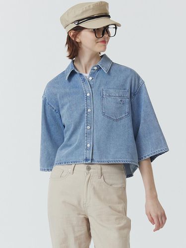 Summer Cropped Denim Shirt_Light Indigo - MaLoupe - Modalova